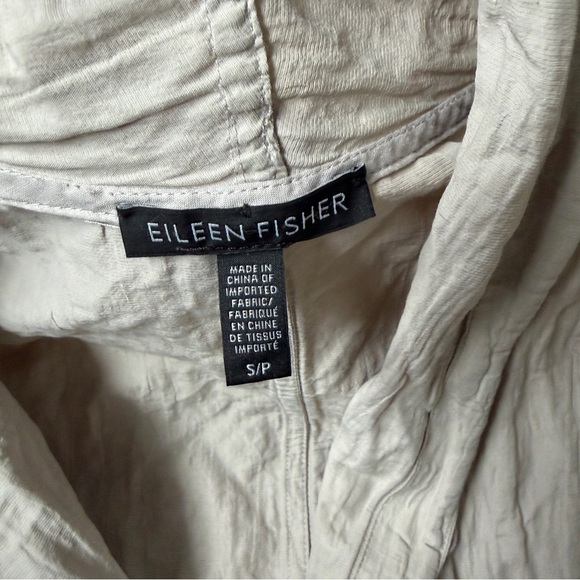 Eileen Fisher Organic Cotton Open Front Jacket Cardigan Beige Lagenlook S/P*H2 - Picture 6 of 7